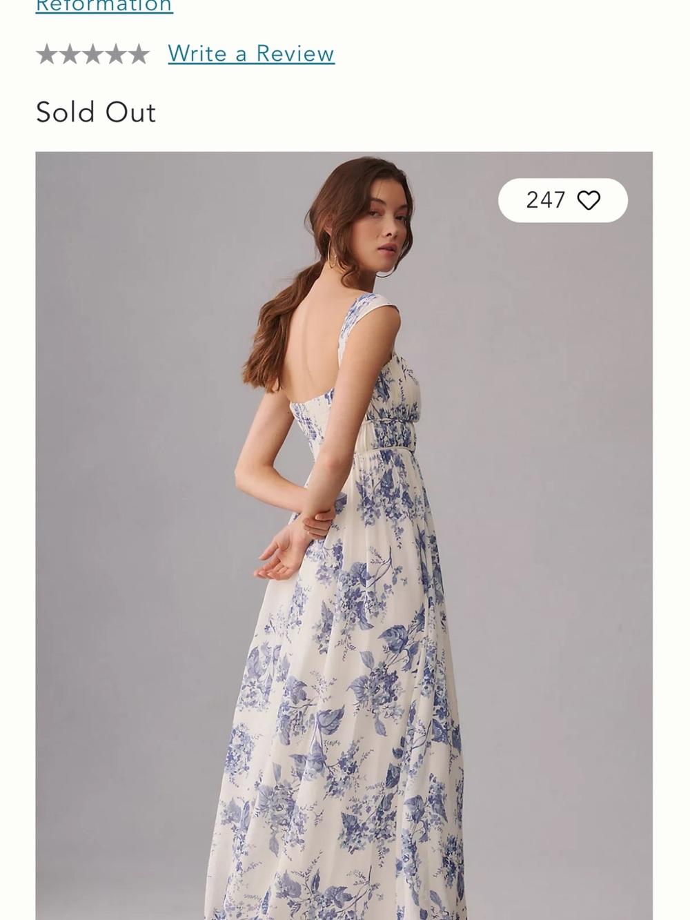 Reformation White Maxi Dress with Blue Floral Print